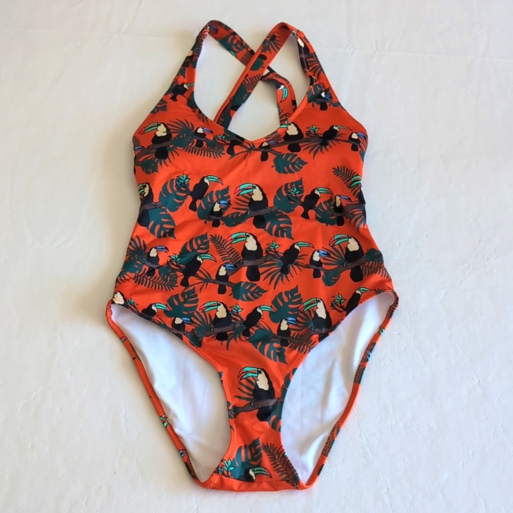 MeUndies Tucan One Piece Bathing Suit Bird Print Women's Size XS